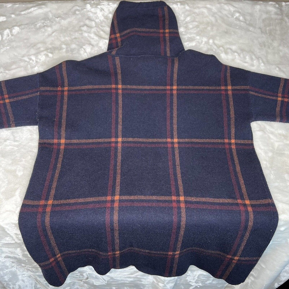 Max Studio Women's Navy Blue Plaid Long Sleeve Turtle Neck Knit Sweater Size S - Picture 5 of 9
